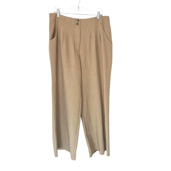 Anthropologie Maeve Tan Office Career High Waisted Wide Leg Dress Pants Size 14 - Picture 1 of 11